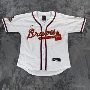 Nike Atlanta Braves 2021 World Series Patch Jersey Men Small Dansby Swanson 7